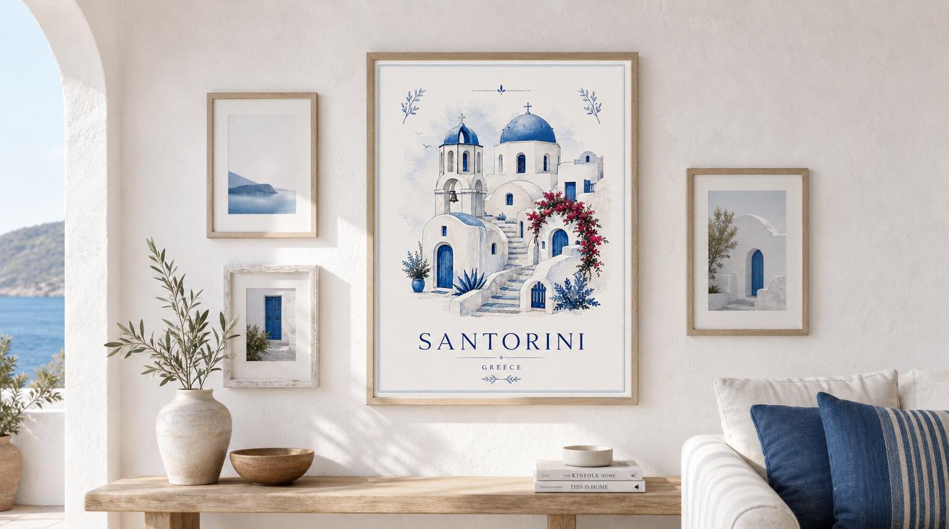Santorini Travel Poster Print