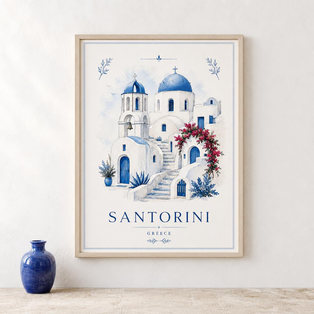 Santorini Travel Poster Print