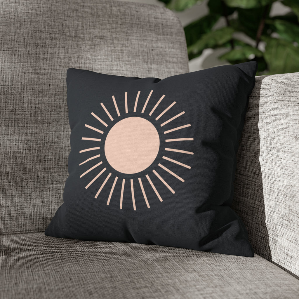Celestial Boho Sun and Moon Throw Pillow, Dark Grey