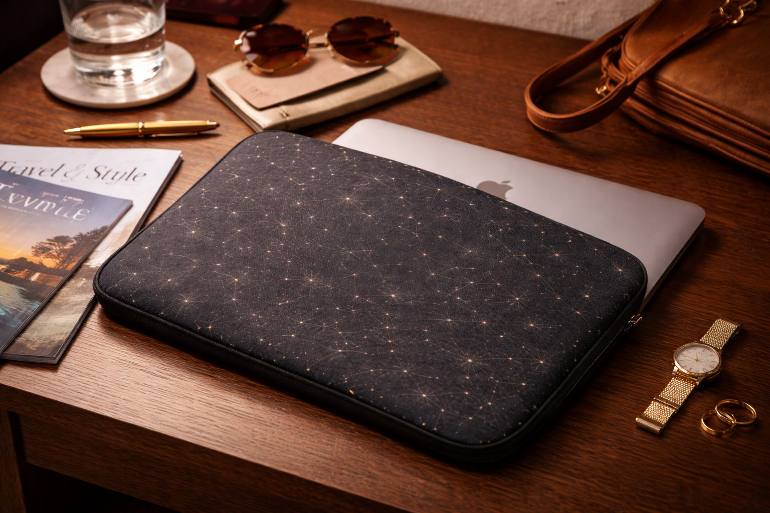 Starry Night Laptop Sleeve: Dark Constellation Pattern Protective Case