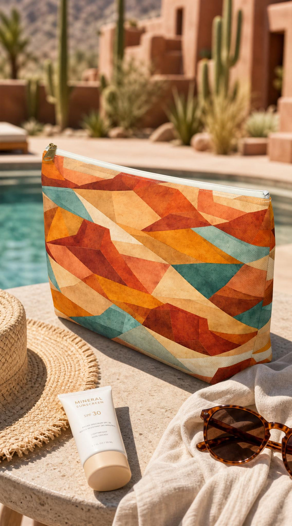 Geometric Desert Sunset Accessory Pouch