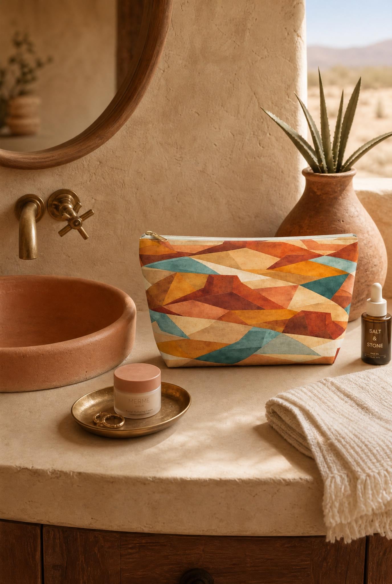 Geometric Desert Sunset Accessory Pouch