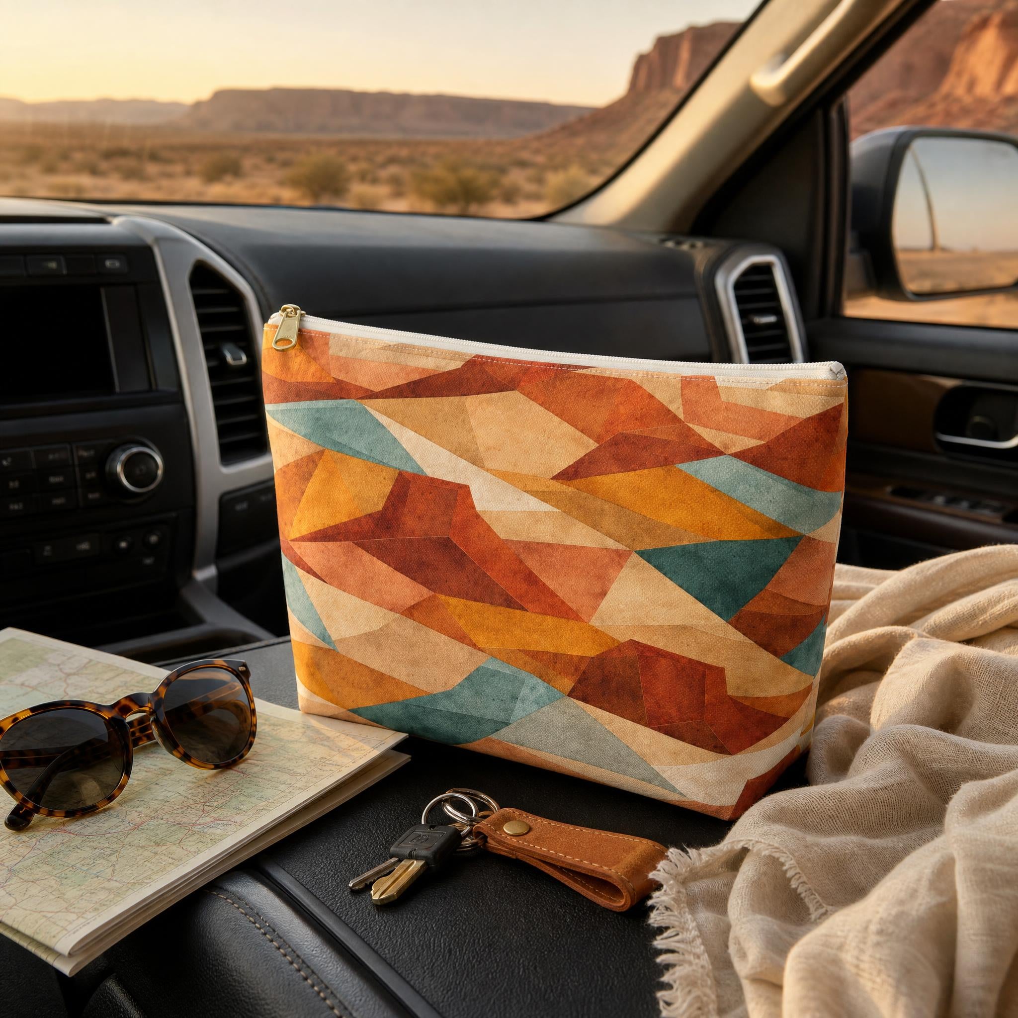 Geometric Desert Sunset Accessory Pouch