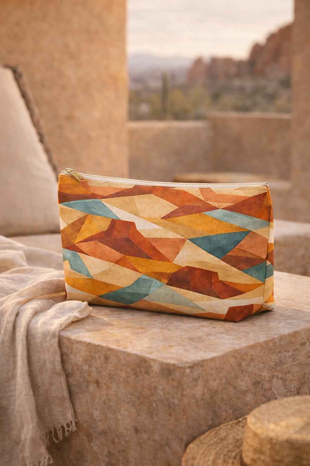 Geometric Desert Sunset Accessory Pouch
