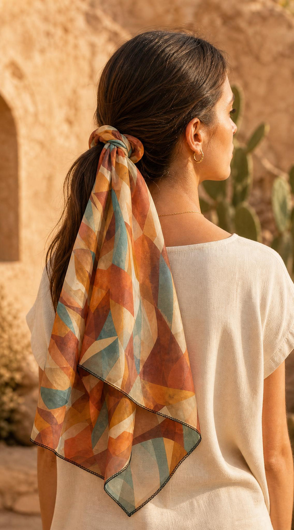Geometric Desert Sunset Washable Scarf