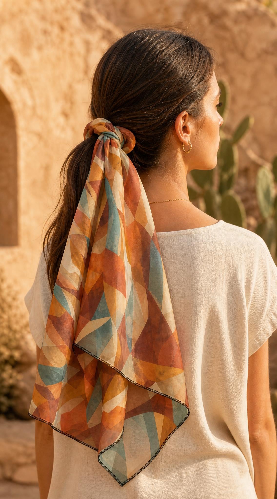 Geometric Desert Sunset Washable Scarf