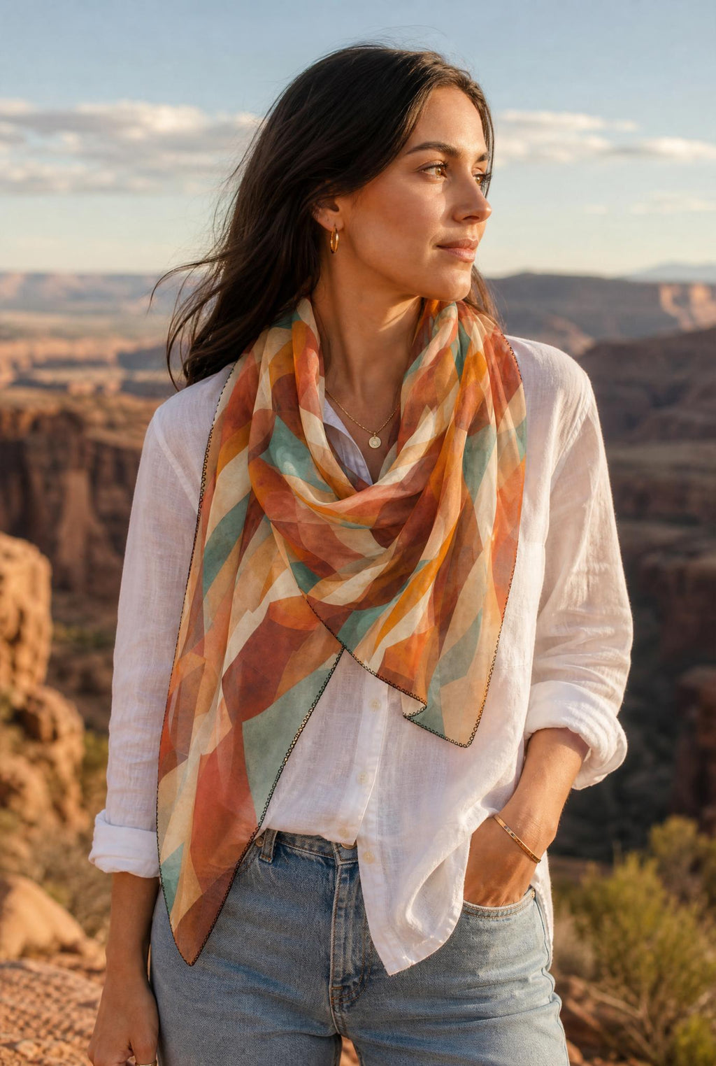 Geometric Desert Sunset Washable Scarf
