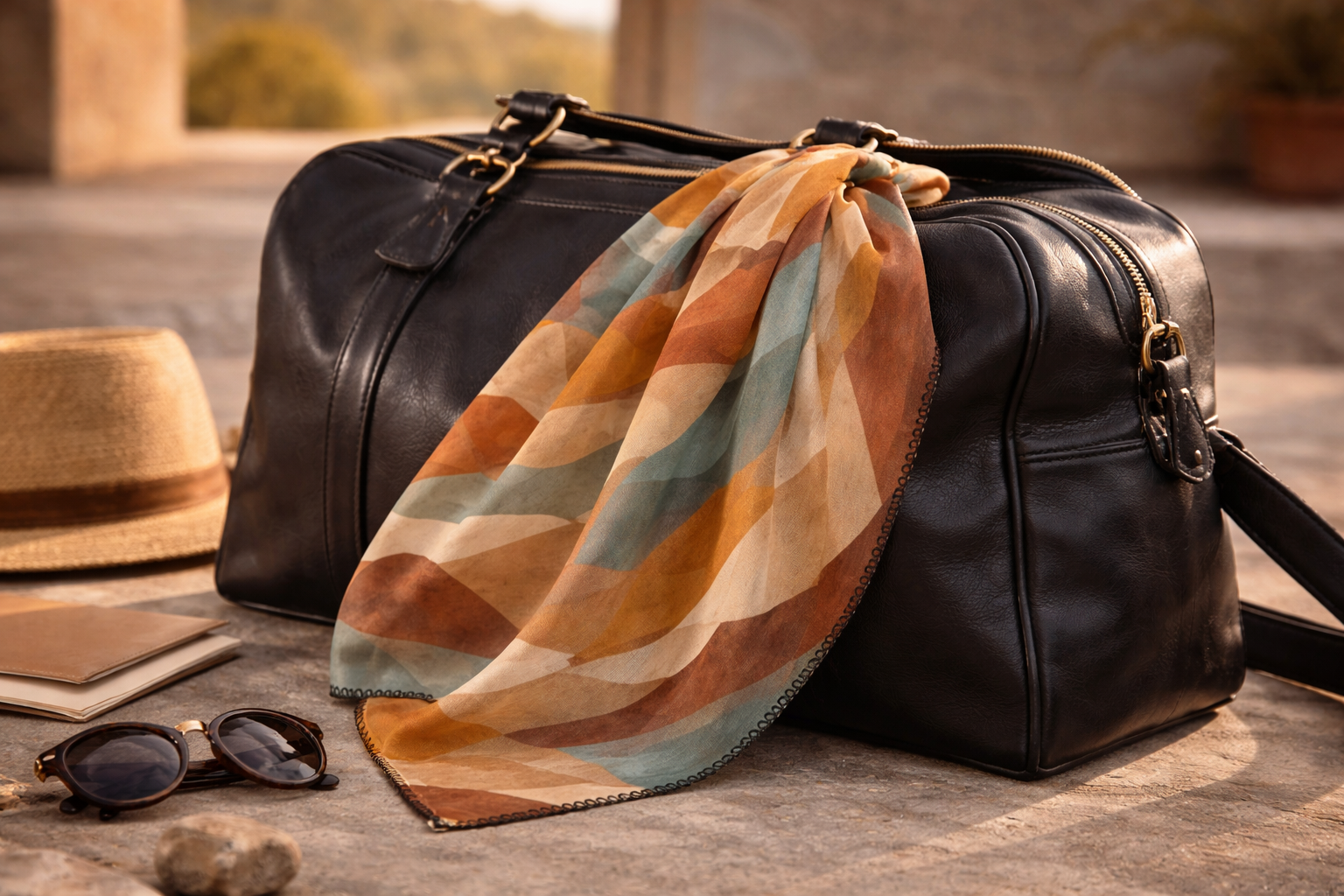 Geometric Desert Sunset Washable Scarf