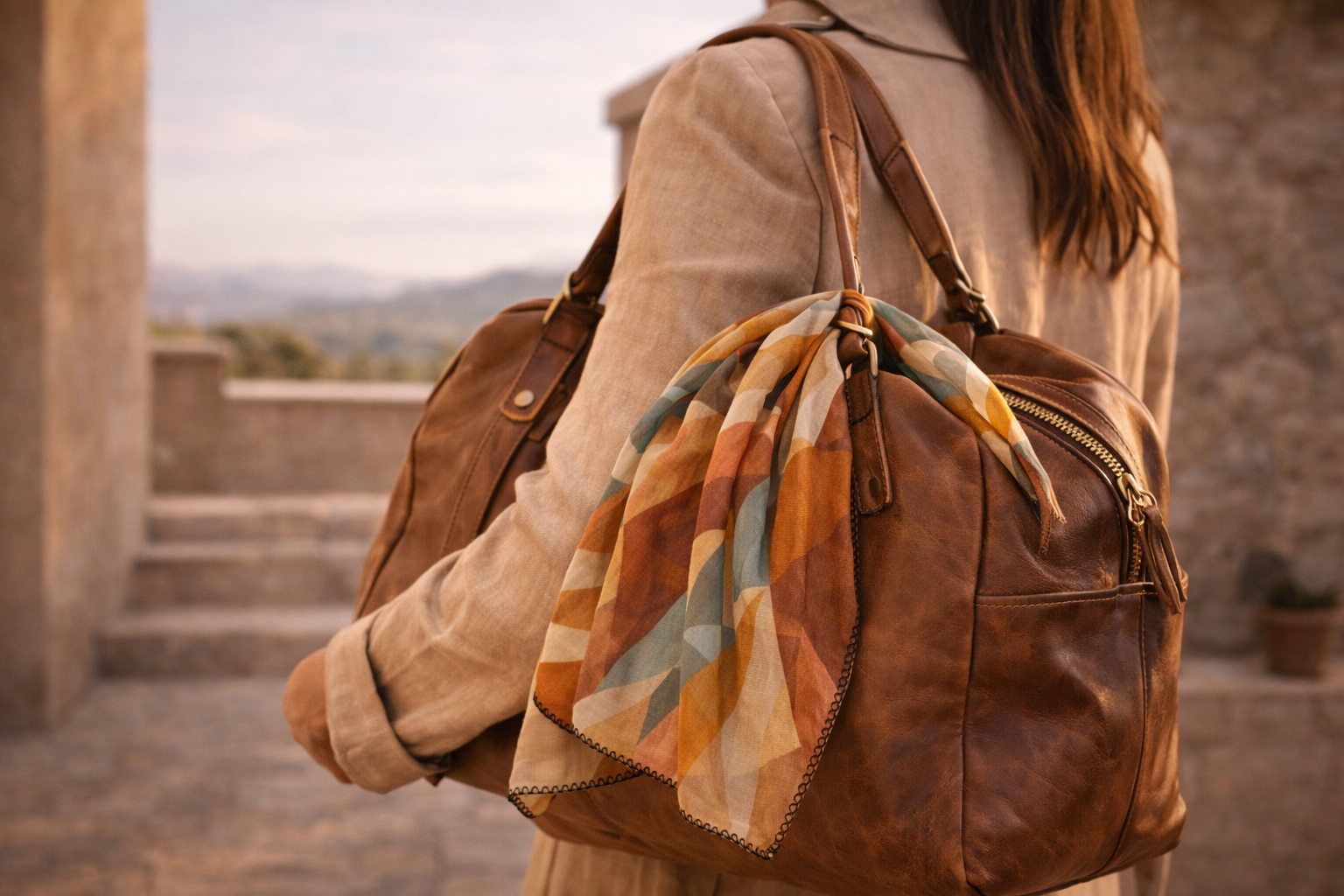 Geometric Desert Sunset Washable Scarf