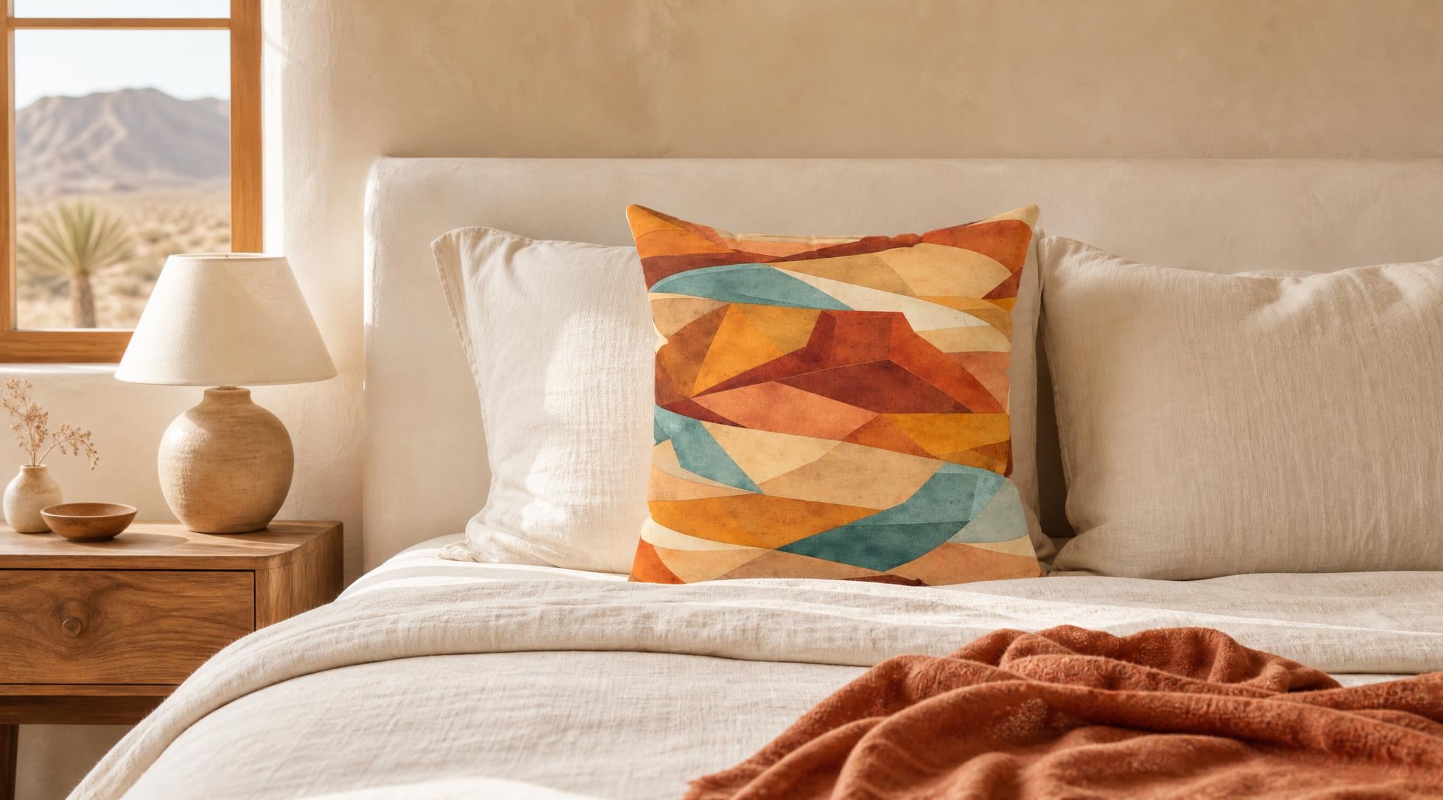 Geometric Desert Sunset Throw Pillow