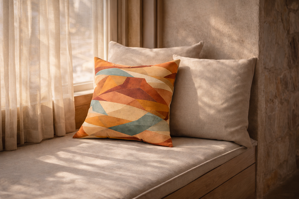 Geometric Desert Sunset Throw Pillow