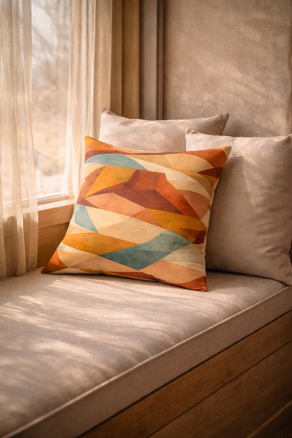 Geometric Desert Sunset Throw Pillow