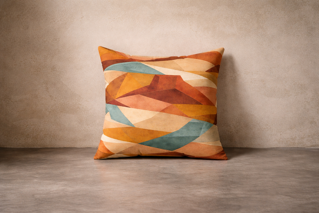 Geometric Desert Sunset Throw Pillow