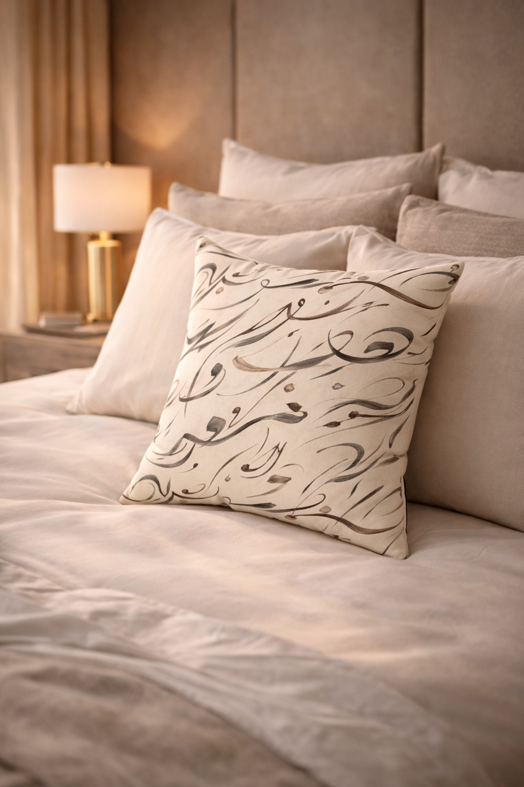 Mediterranean Calligraphy Throw Pillow
