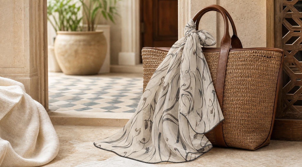 Mediterranean Calligraphy Lightweight Travel Scarf