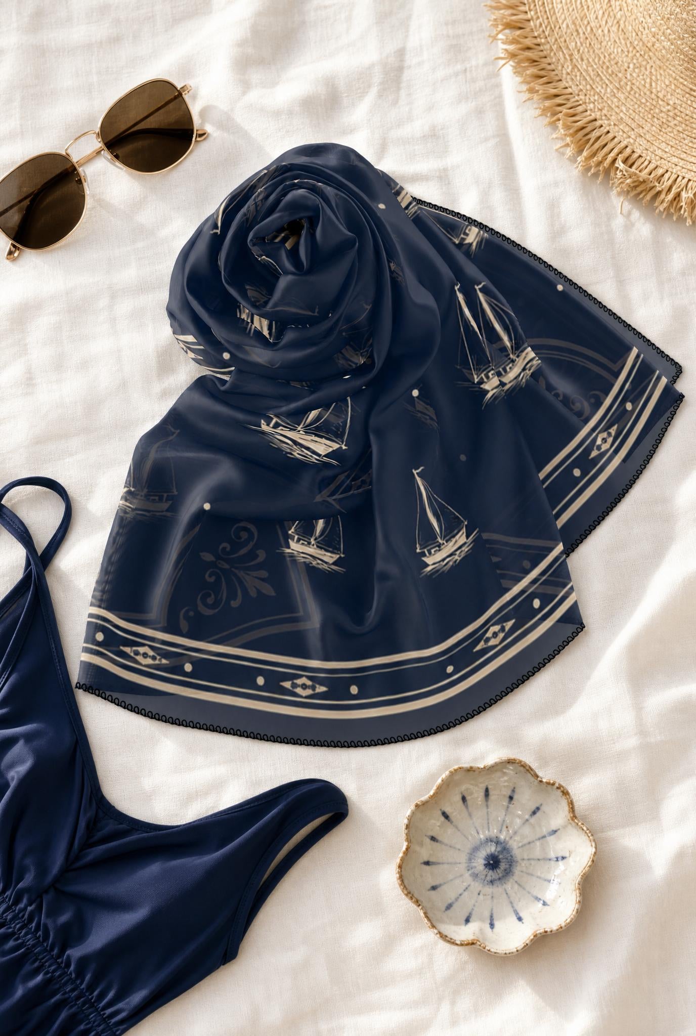 Capri Sailboat Washable Travel Scarf
