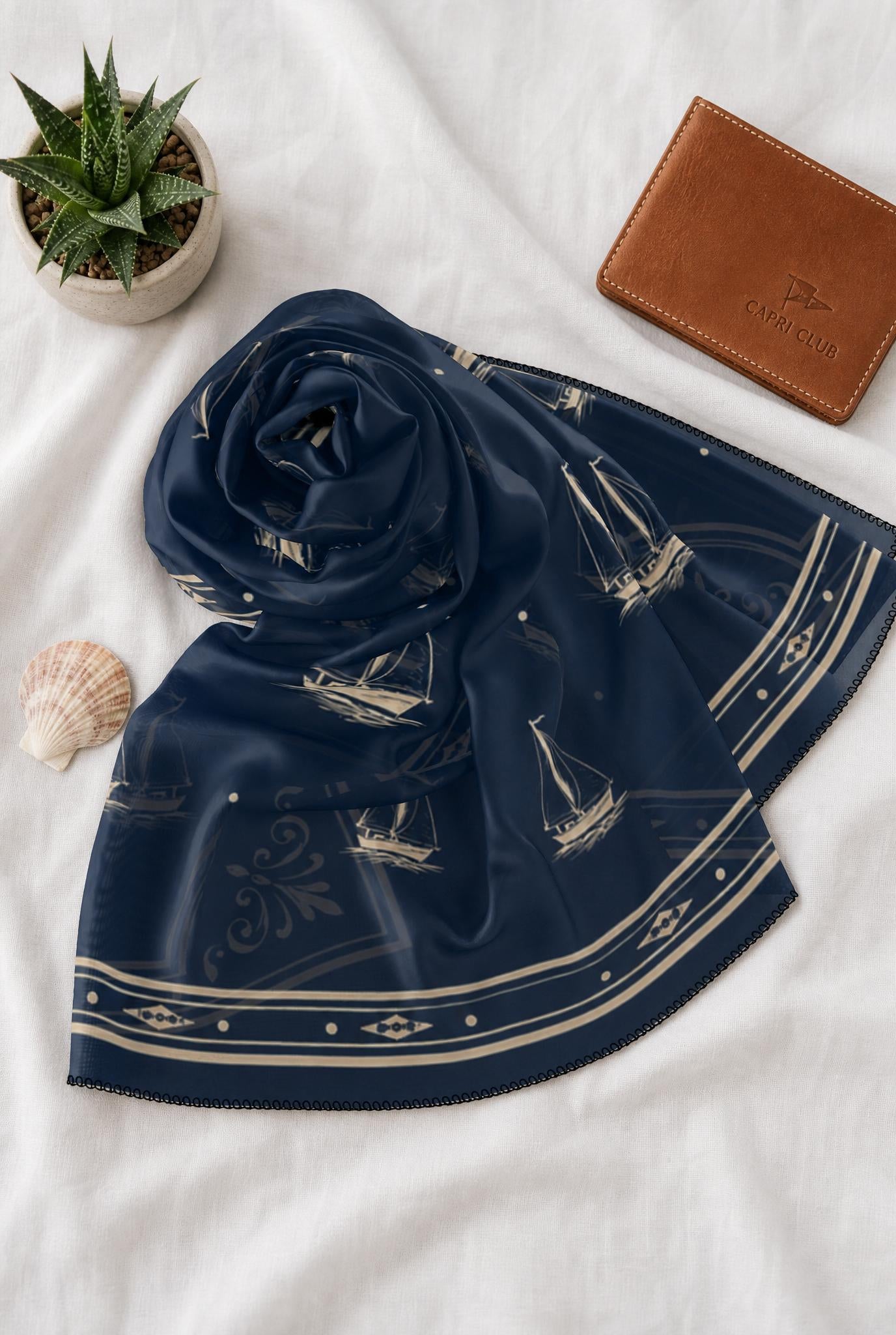 Capri Sailboat Washable Travel Scarf