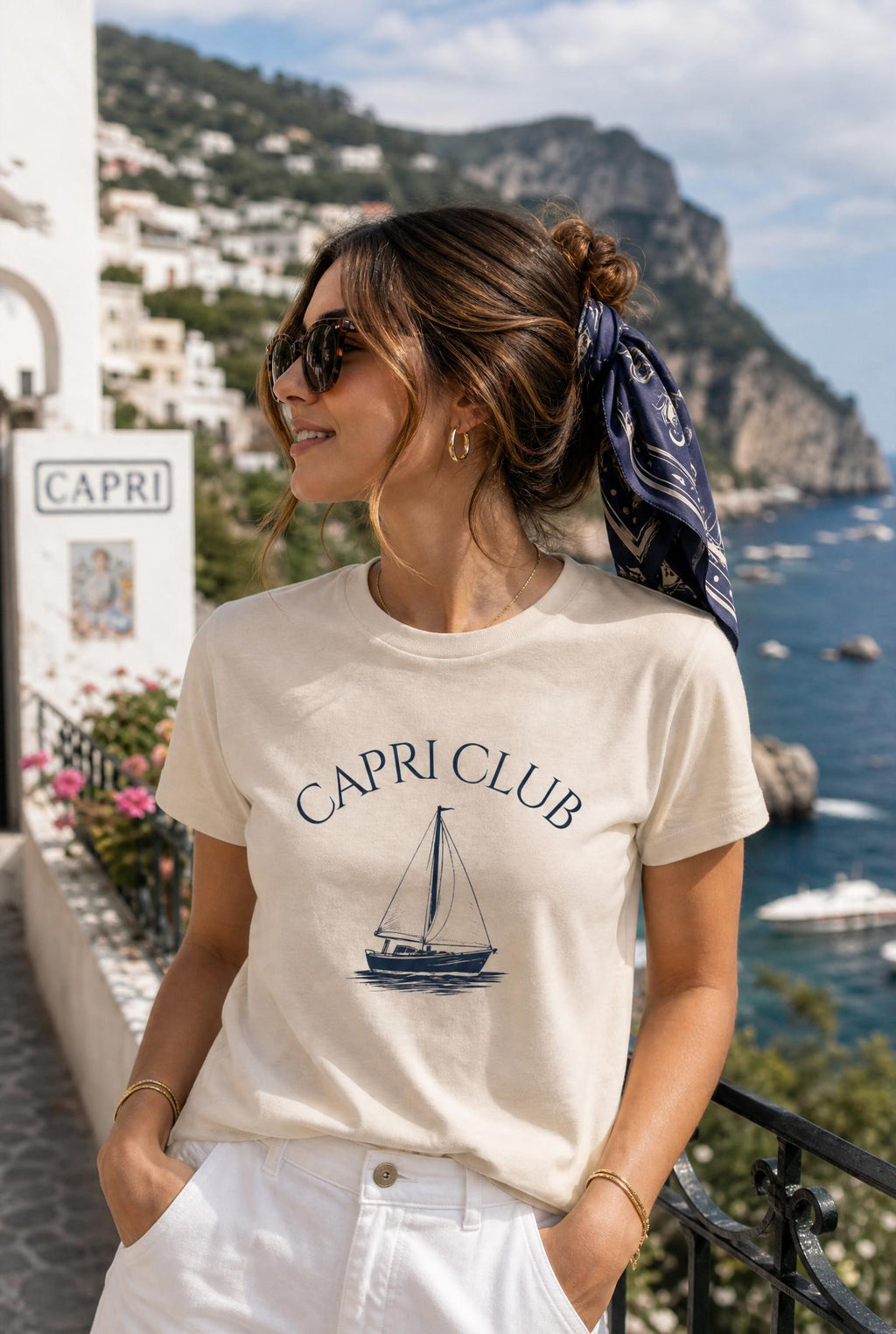 Capri Sailboat Washable Travel Scarf