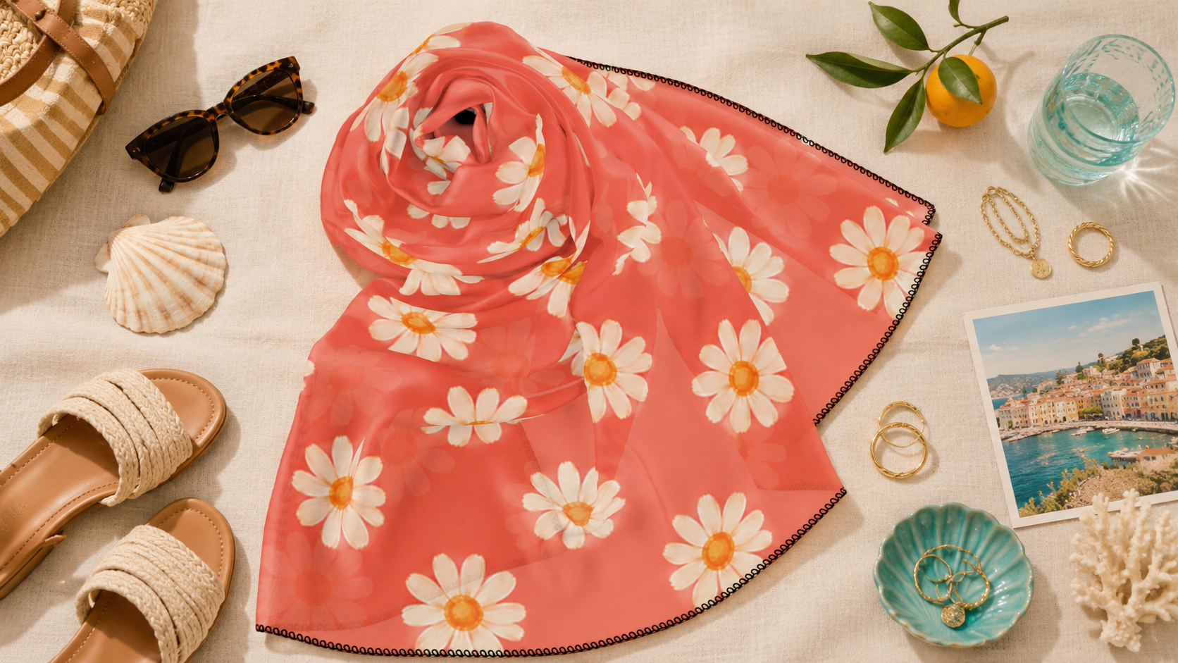 St. Tropez Daisy Lightweight Travel Scarf