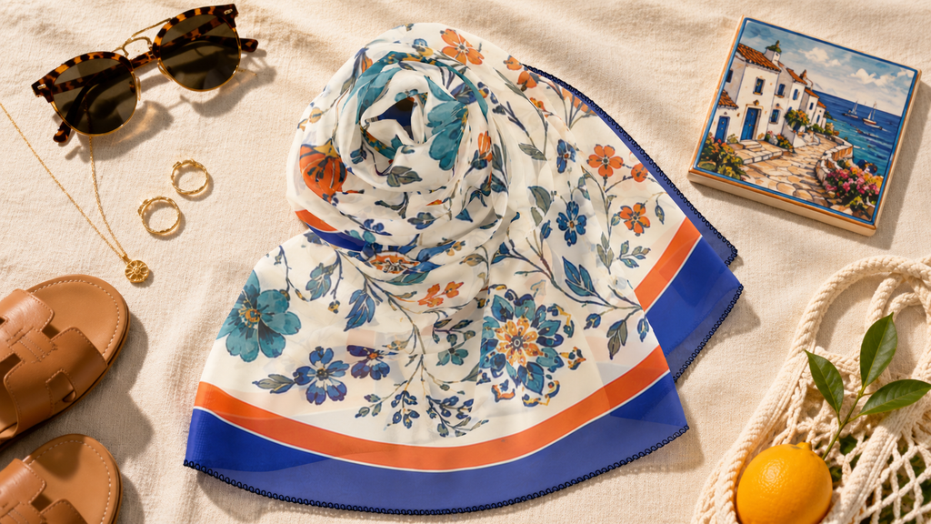 Costa Brava Floral Lightweight Washable Scarf