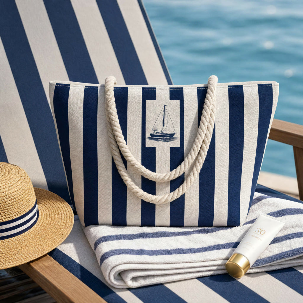 Nautical Sailboat Stripes Capri Club Weekender Bag