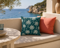 Teal French Riviera Palm Throw Pillow