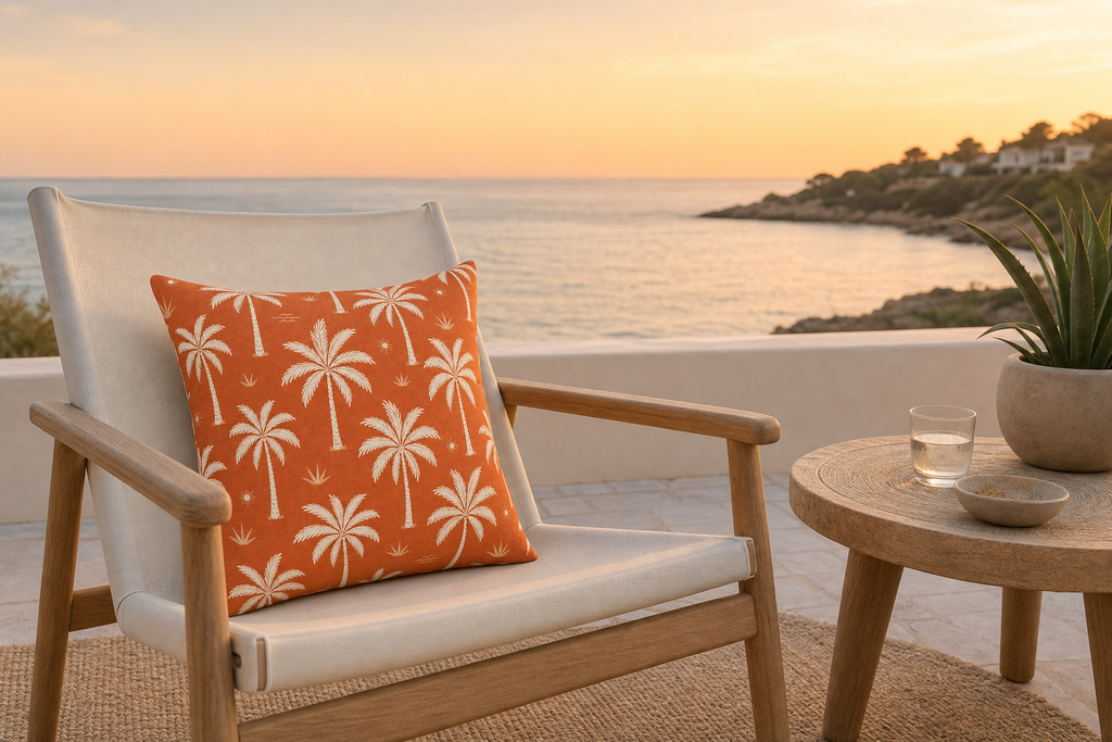 Riviera Terracotta Palm Tree Pattern Pillow