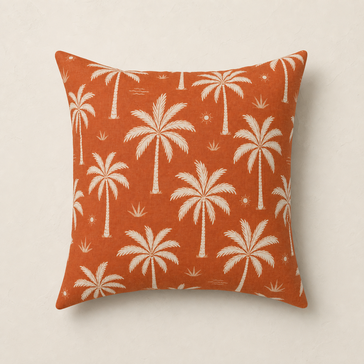 Riviera Terracotta Palm Tree Pattern Pillow