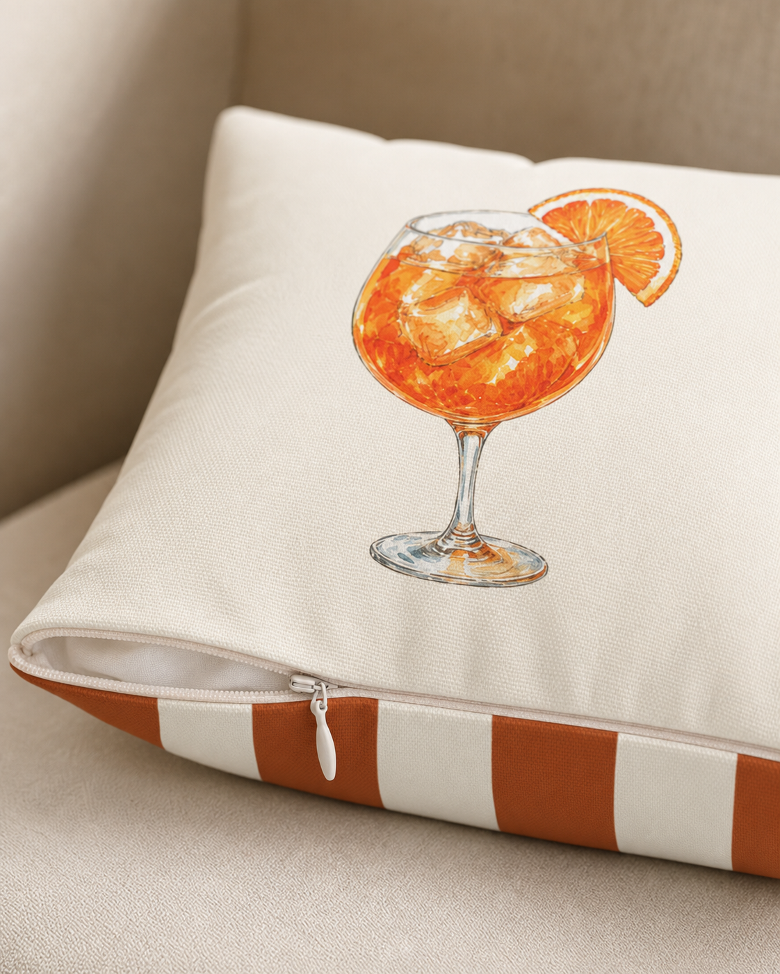 Riviera Spritz Cocktail Reversible Throw Pillow