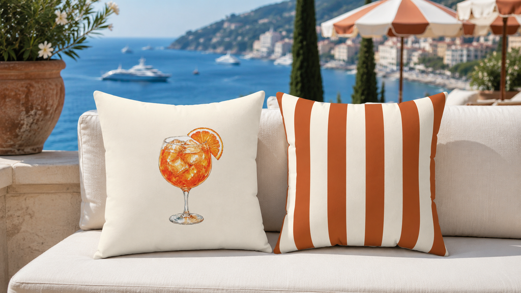 Riviera Spritz Cocktail Reversible Throw Pillow