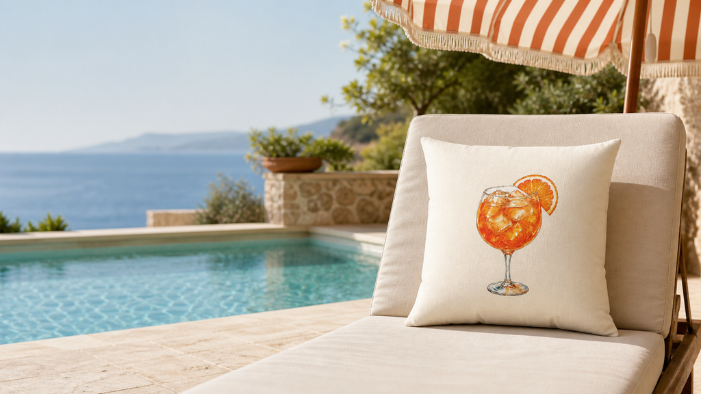 Riviera Spritz Cocktail Reversible Throw Pillow