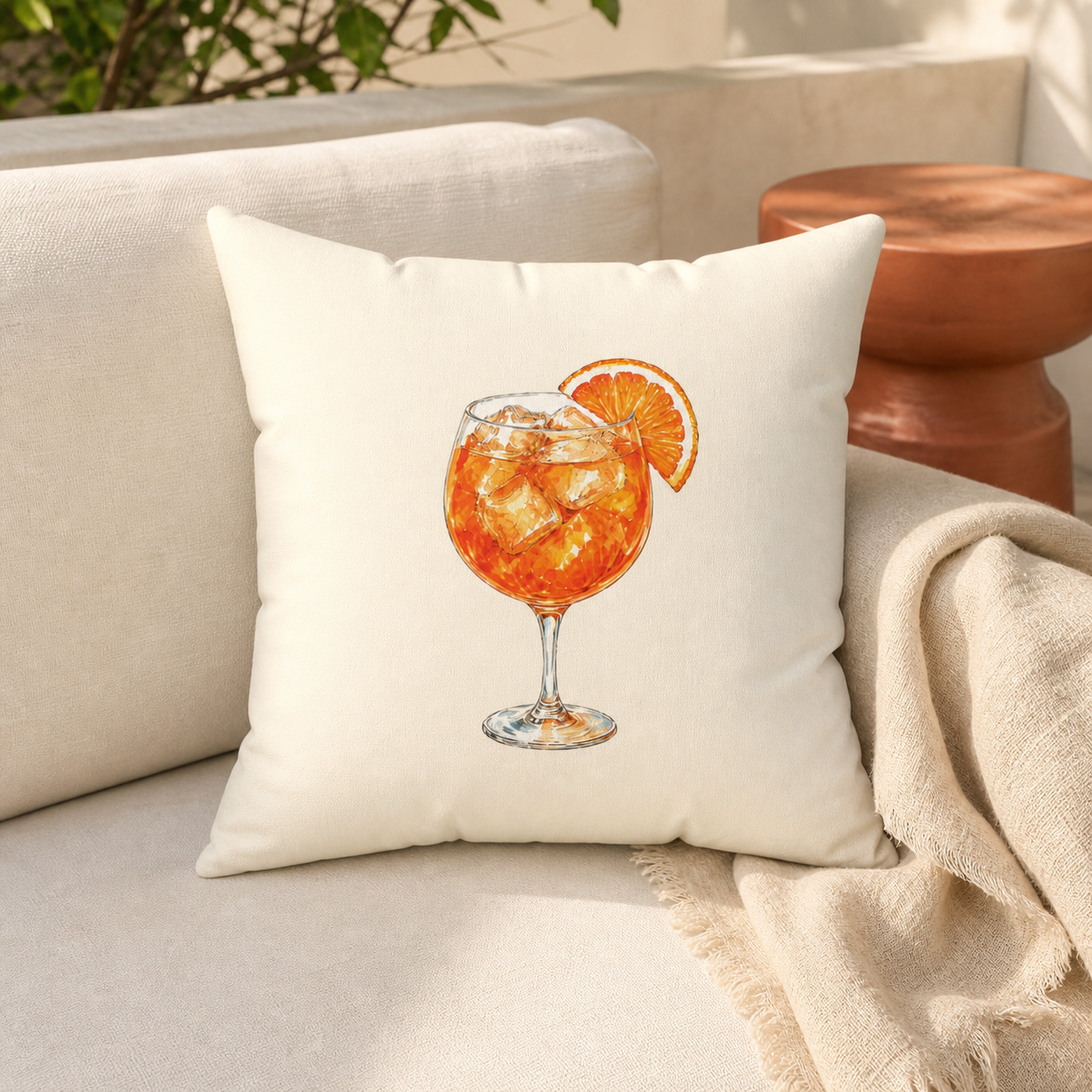 Riviera Spritz Cocktail Reversible Throw Pillow