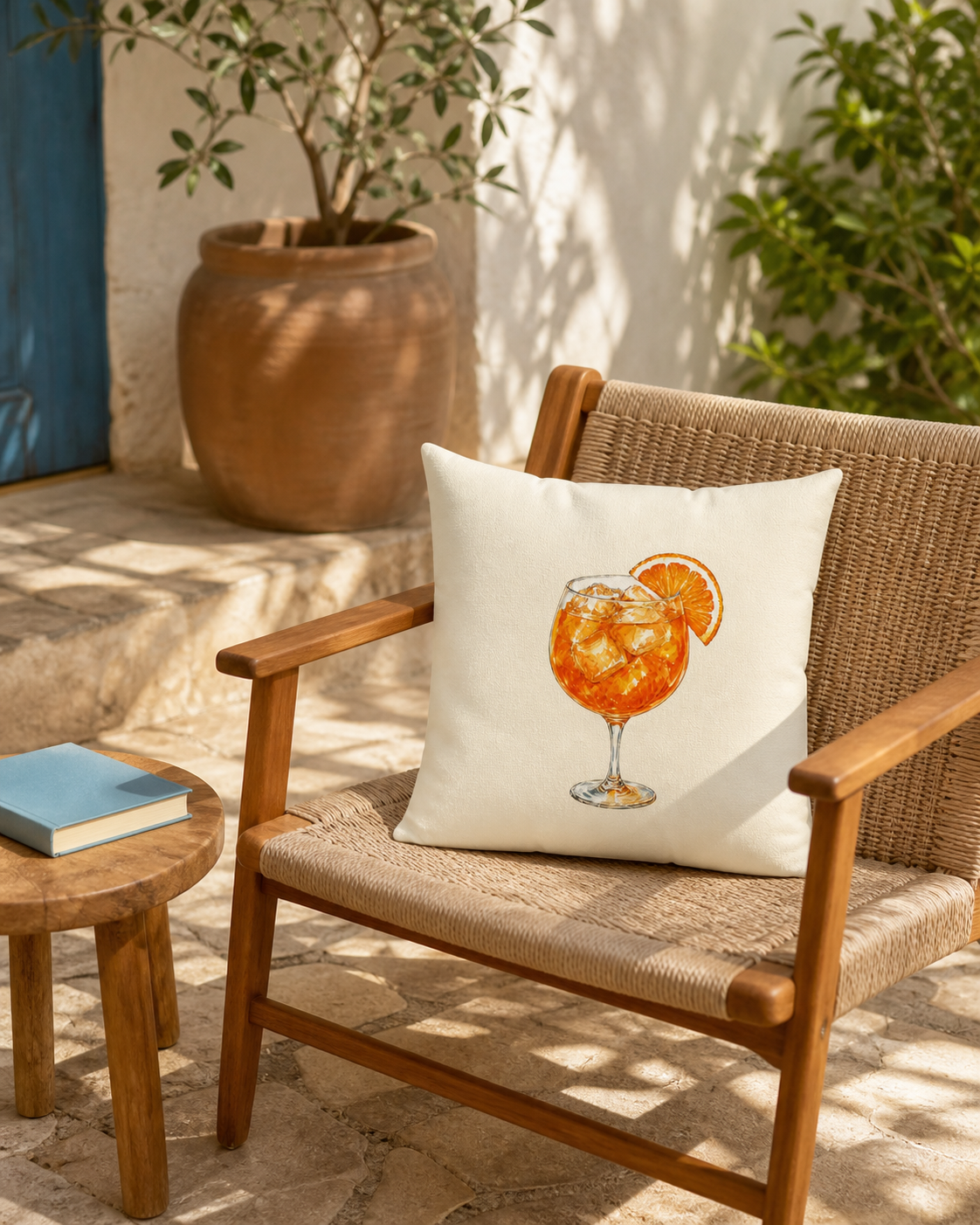 Riviera Spritz Cocktail Reversible Throw Pillow