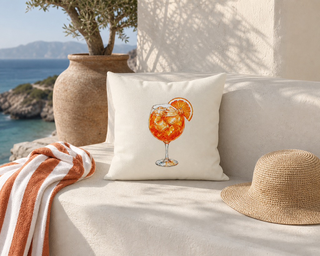 Riviera Spritz Cocktail Reversible Throw Pillow