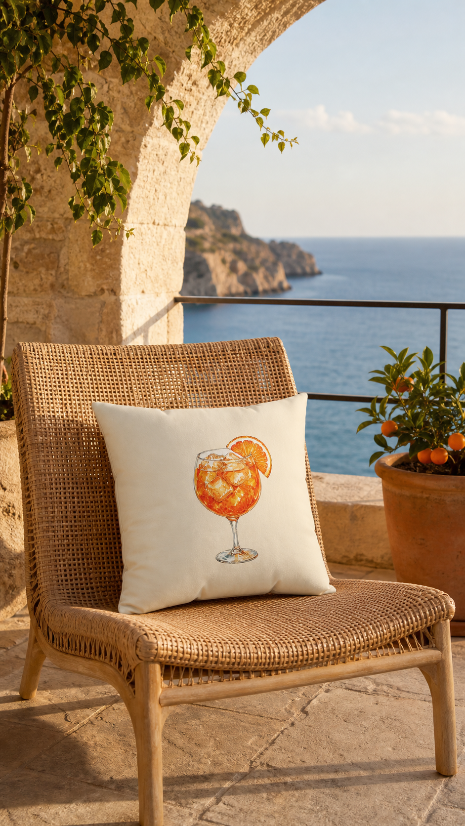 Riviera Spritz Cocktail Reversible Throw Pillow