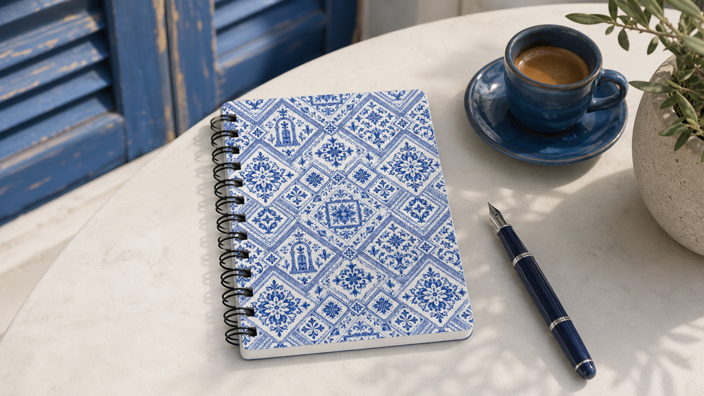 Santorini Tile Pattern Travel Journal