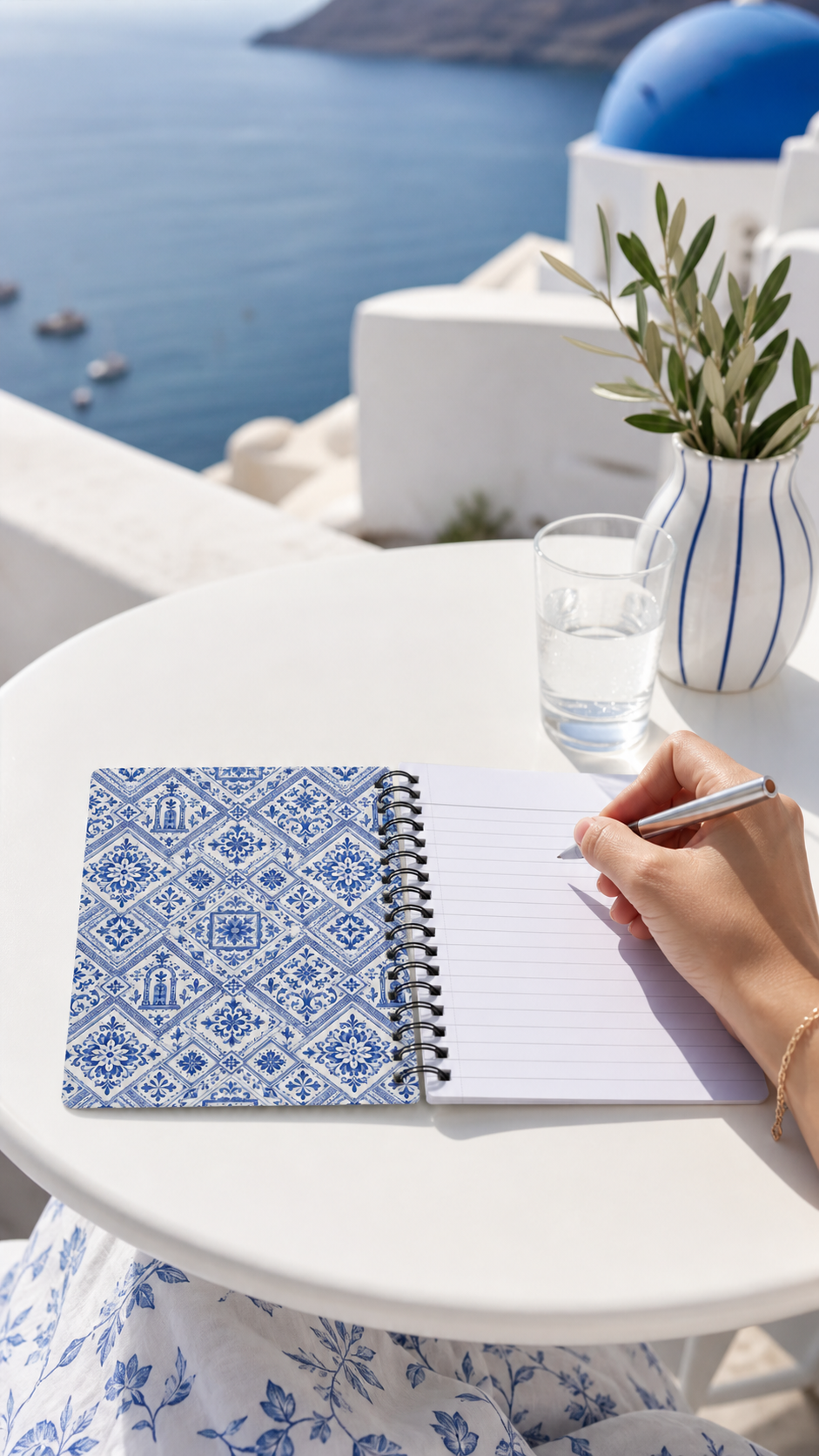 Santorini Tile Pattern Travel Journal