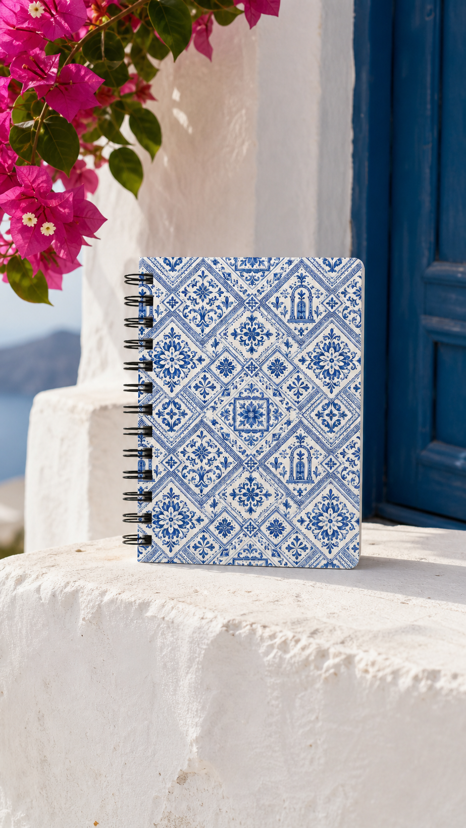 Santorini Tile Pattern Travel Journal