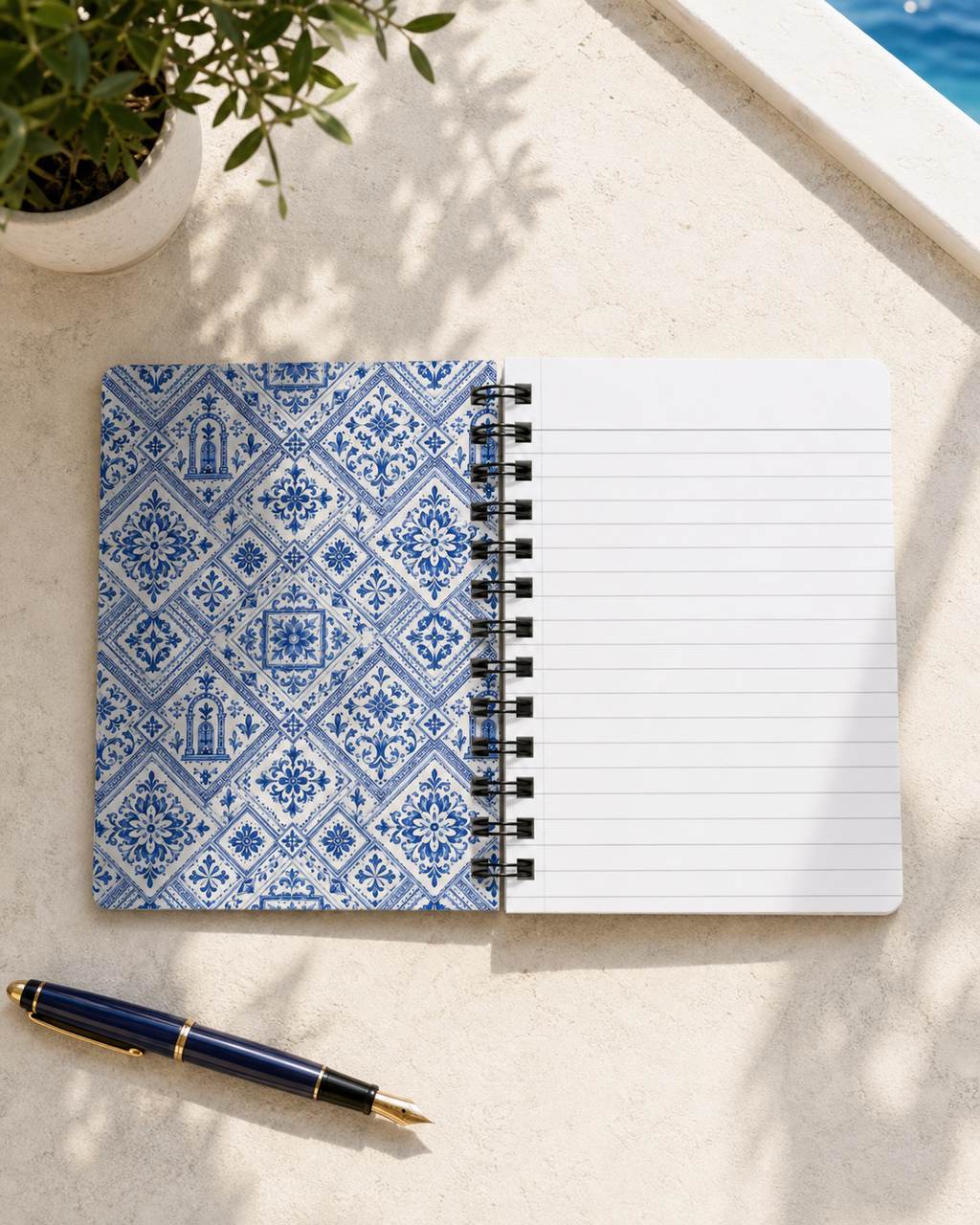 Santorini Tile Pattern Travel Journal