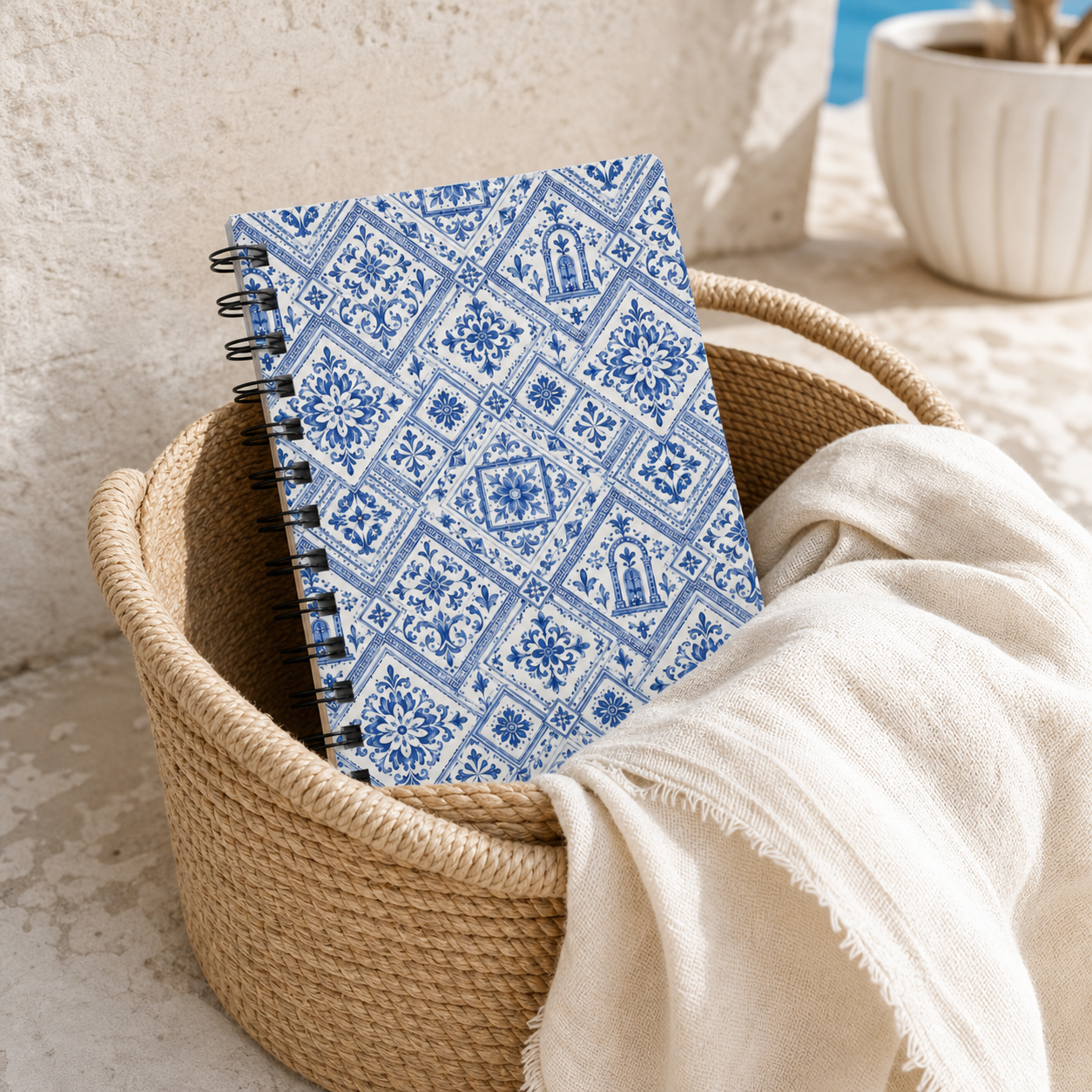 Santorini Tile Pattern Travel Journal