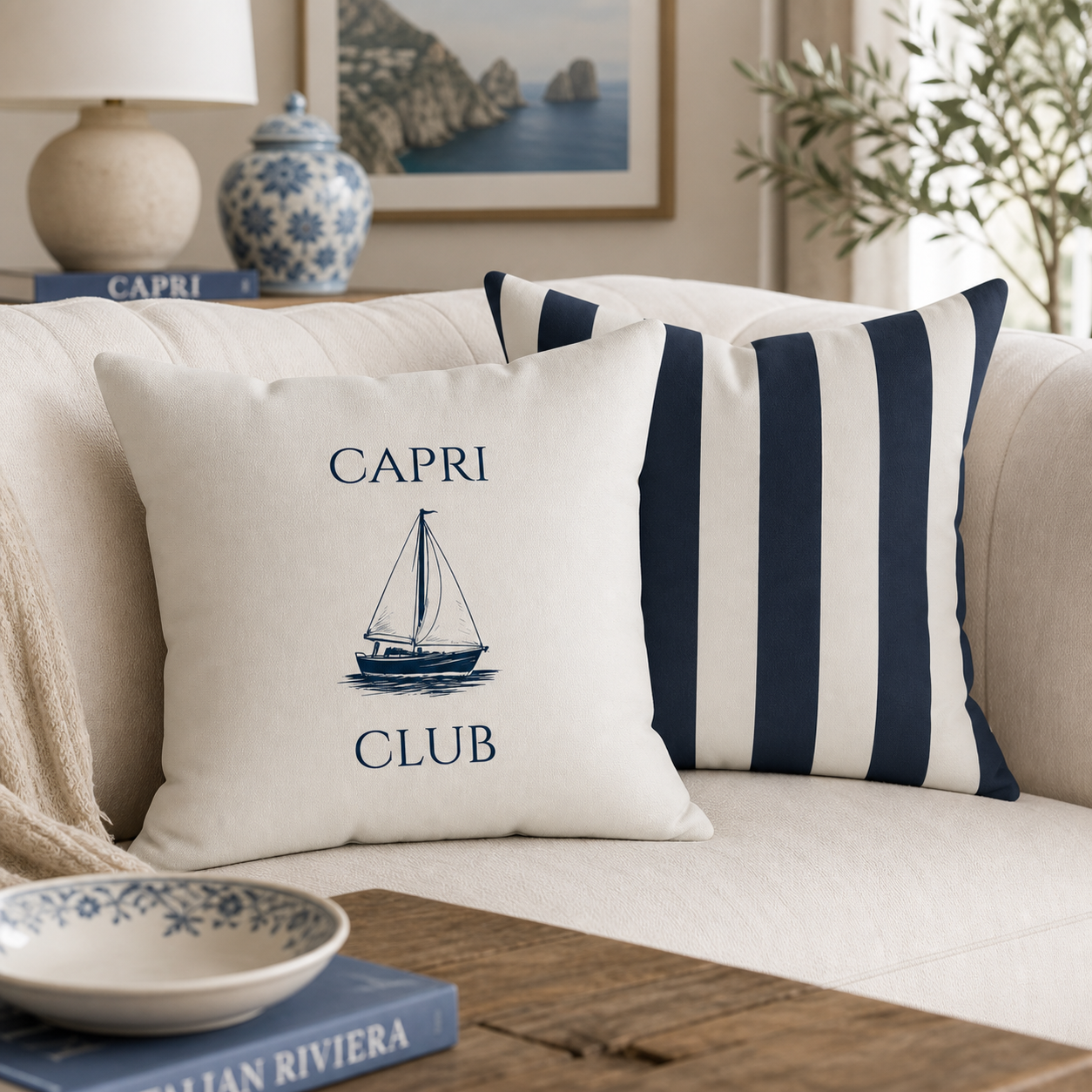 Capri Club Nautical Striped Pillow