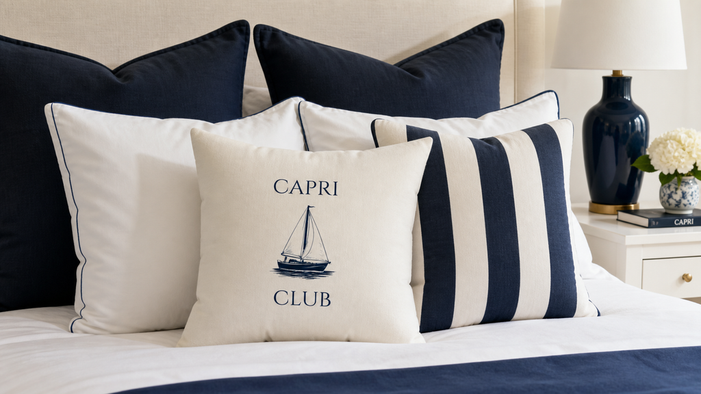 Capri Club Nautical Striped Pillow