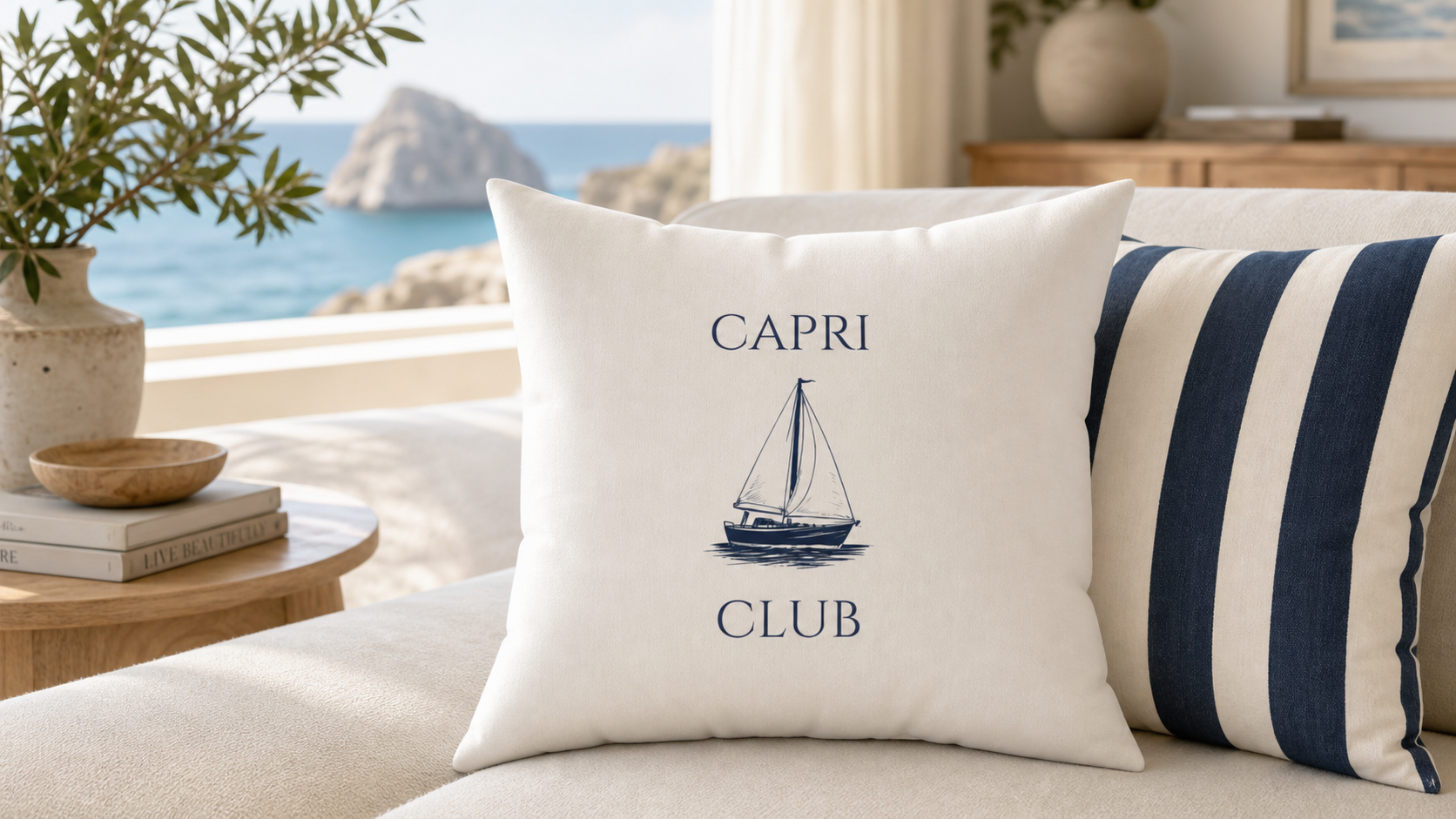 Capri Club Nautical Striped Pillow
