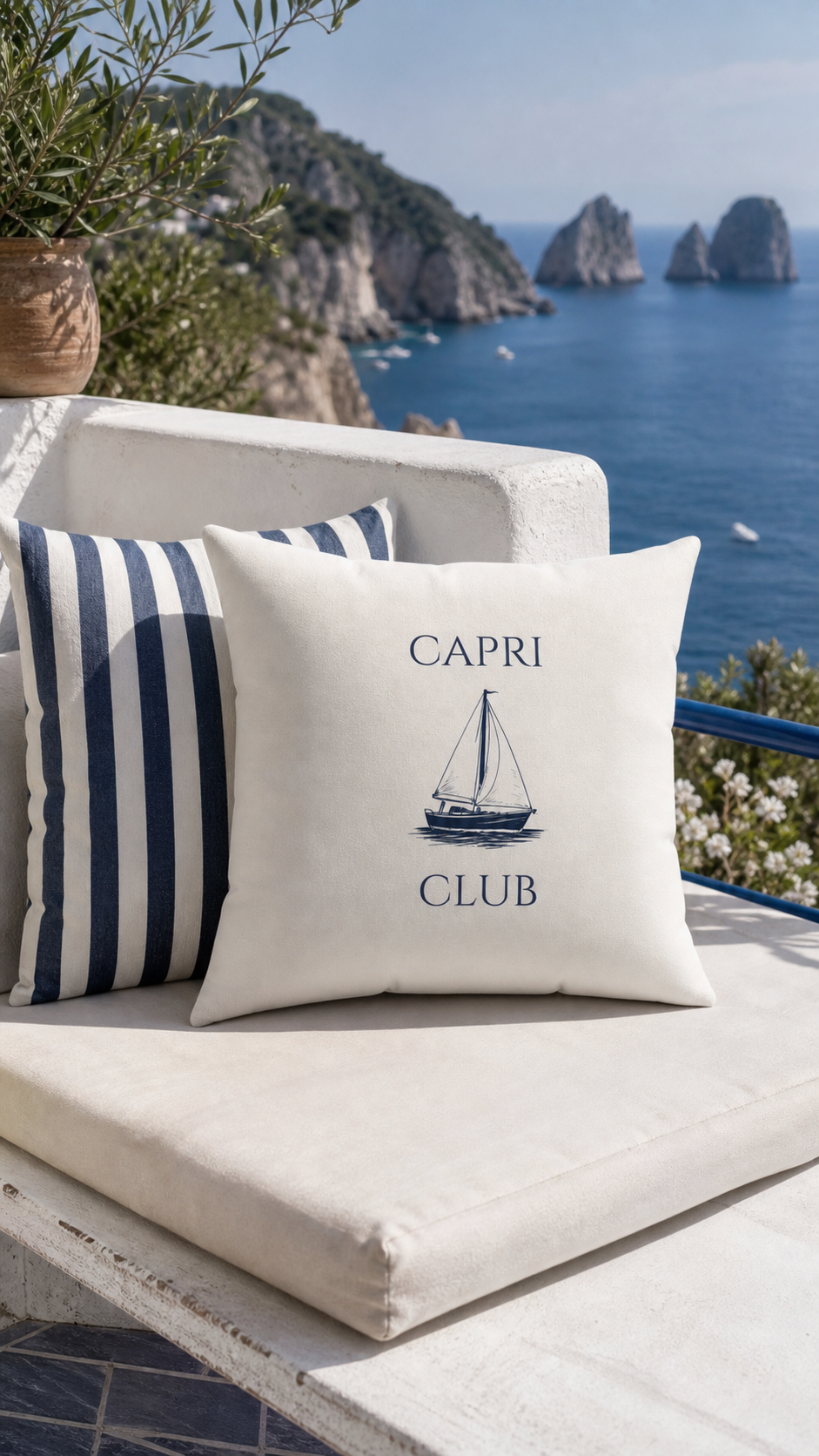 Capri Club Nautical Striped Pillow