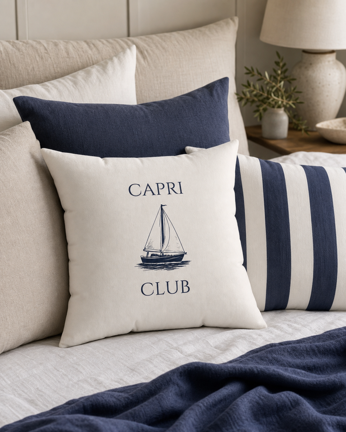 Capri Club Nautical Striped Pillow