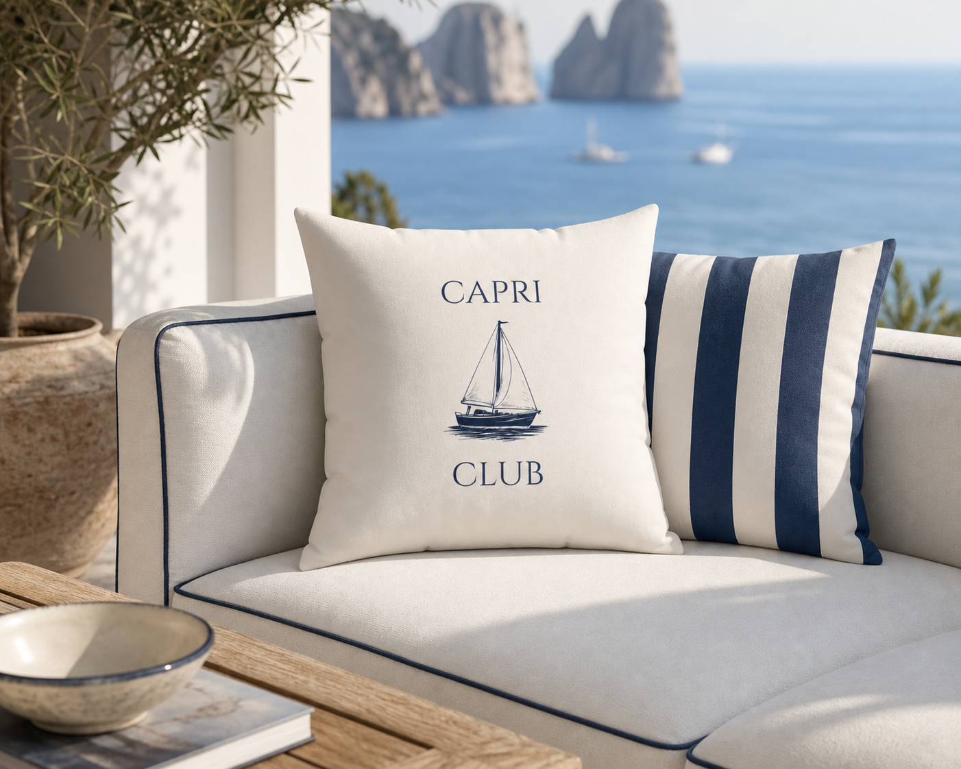 Capri Club Nautical Striped Pillow