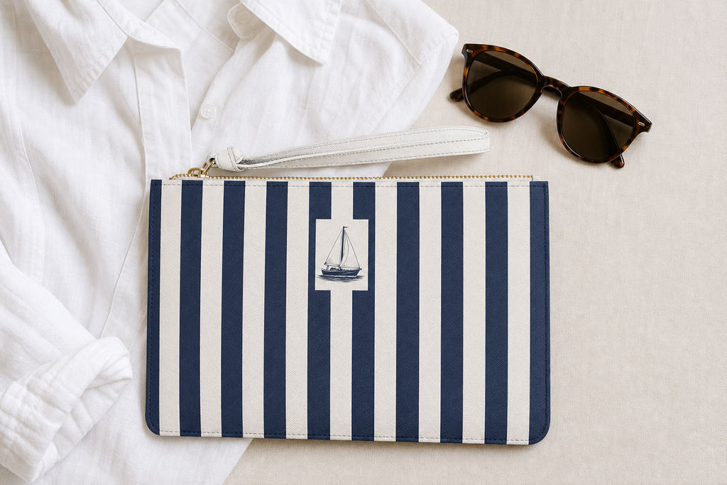 Luxury Sailboat Vegan Leather Clutch - Capri Club