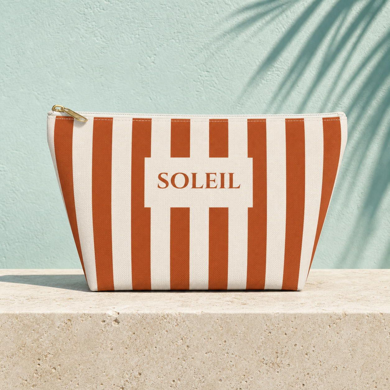 Soleil Striped Cosmetic Travel Pouch - French Riviera
