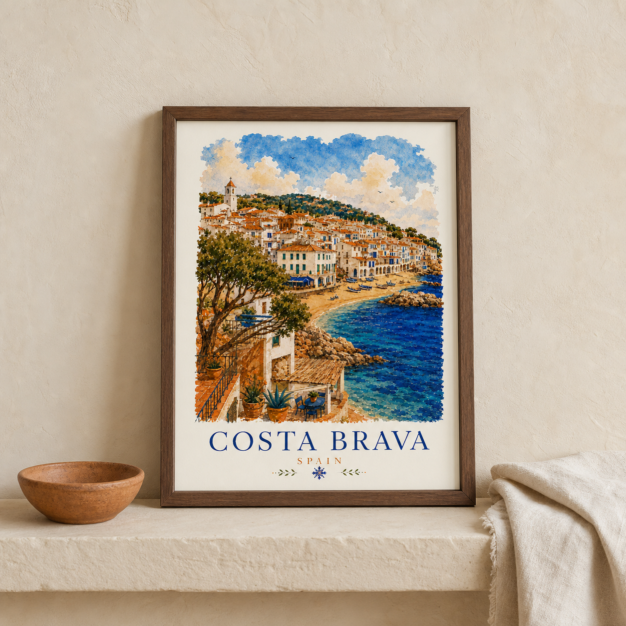 Costa Brava Spain Coastal Print Poster | Vintage Travel Wall Art
