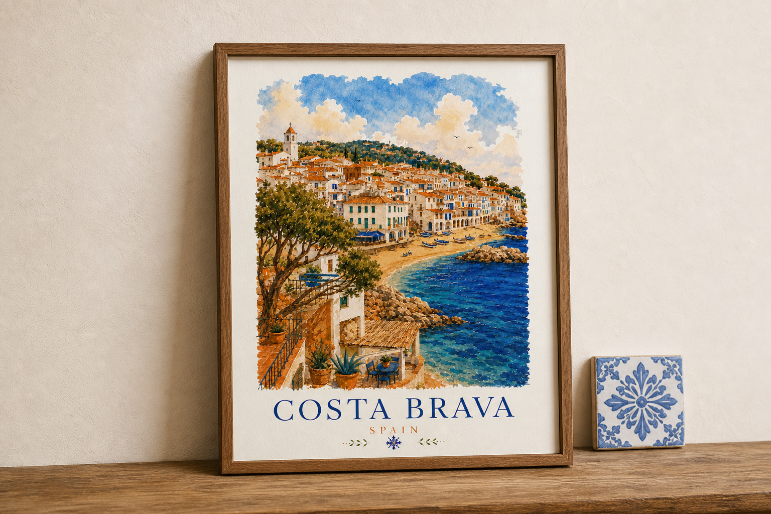 Costa Brava Spain Coastal Print Poster | Vintage Travel Wall Art